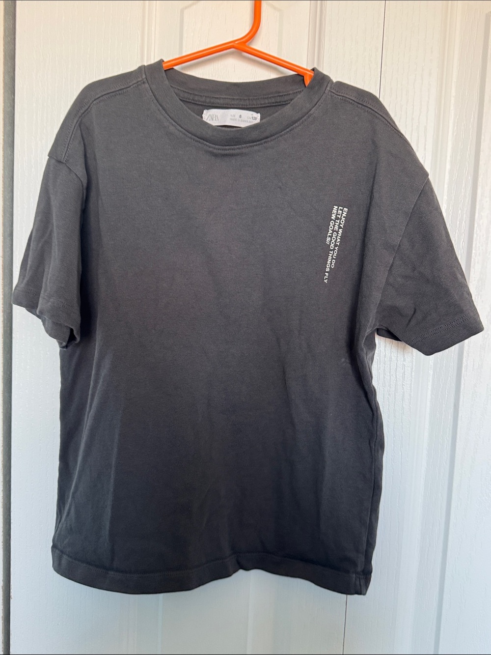 Zara Kids Faded Black Boxy Graphic T-Shirt Size 8